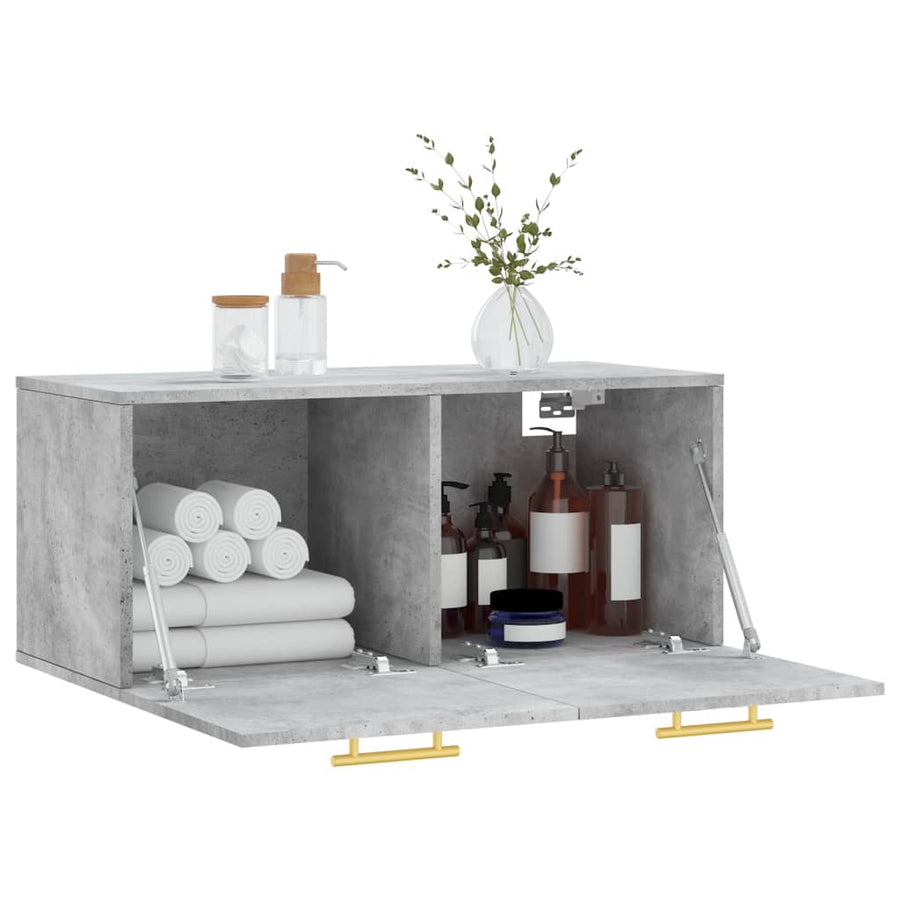 Wandkast 80X36,5X35 Cm Bewerkt Hout Betongrijs