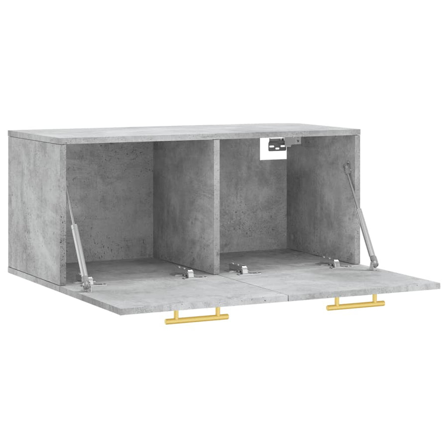 Wandkast 80X36,5X35 Cm Bewerkt Hout Betongrijs
