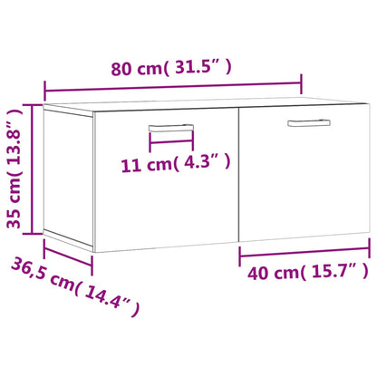 Wandkast 80x36,5x35 cm bewerkt hout wit
