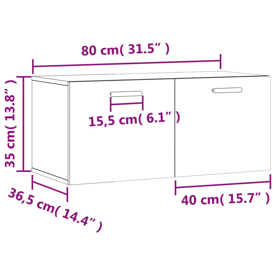 Wandkast 80X36,5X35 Cm Bewerkt Hout Betongrijs