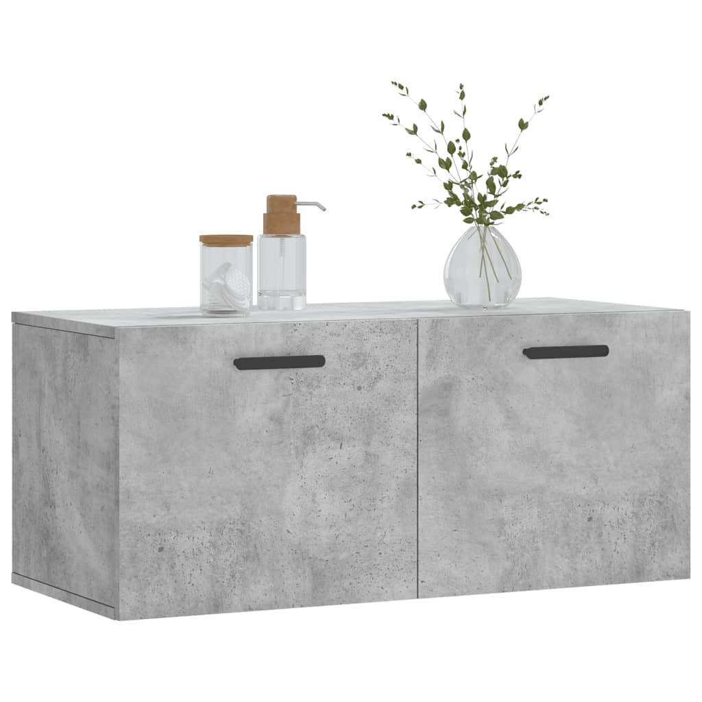 Wandkast 80X36,5X35 Cm Bewerkt Hout Betongrijs