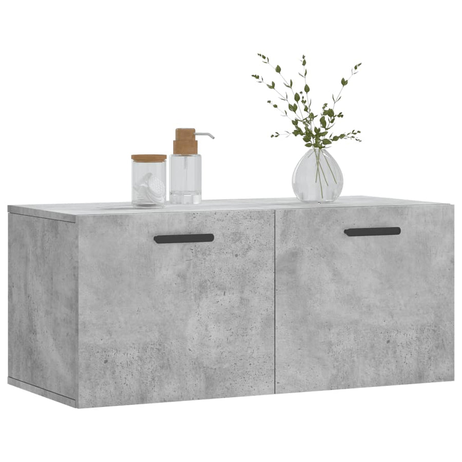 Wandkast 80X36,5X35 Cm Bewerkt Hout Betongrijs