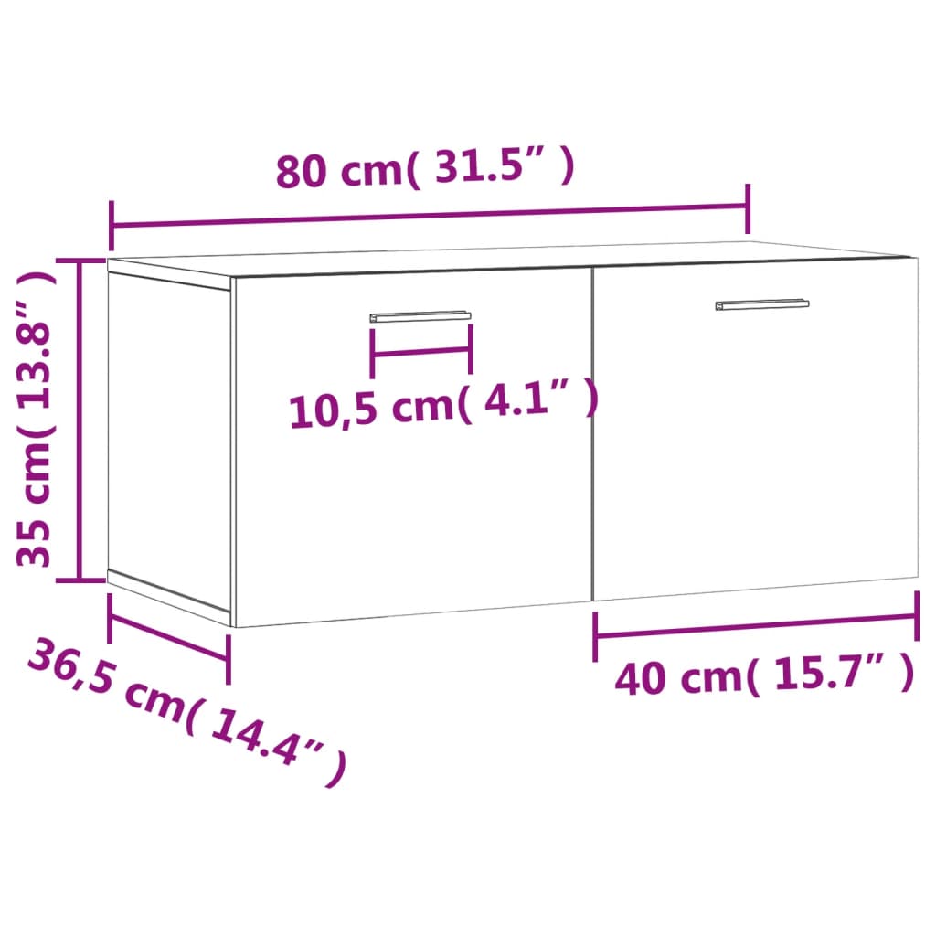 Wandkast 80x36,5x35 cm bewerkt hout wit