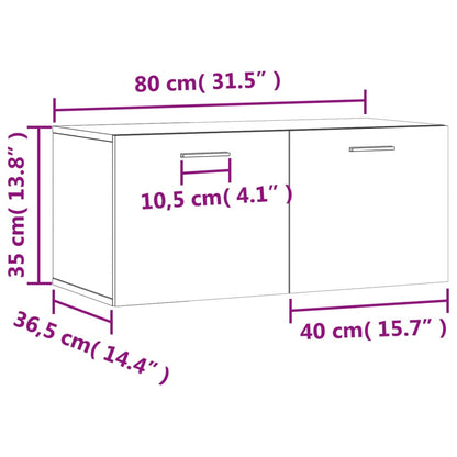Wandkast 80x36,5x35 cm bewerkt hout wit