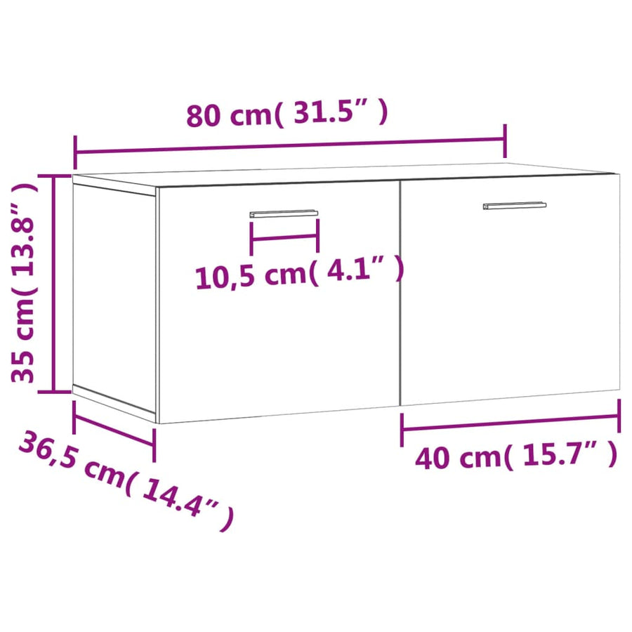 Wandkast 80x36,5x35 cm bewerkt hout wit