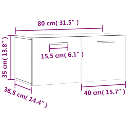 Wandkast 80X36,5X35 Cm Bewerkt Hout Wit
