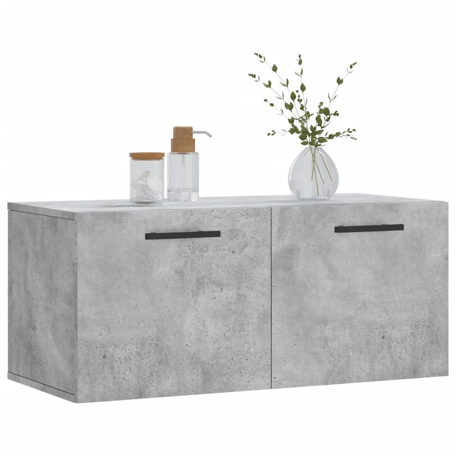 Wandkast 80X36,5X35 Cm Bewerkt Hout Betongrijs