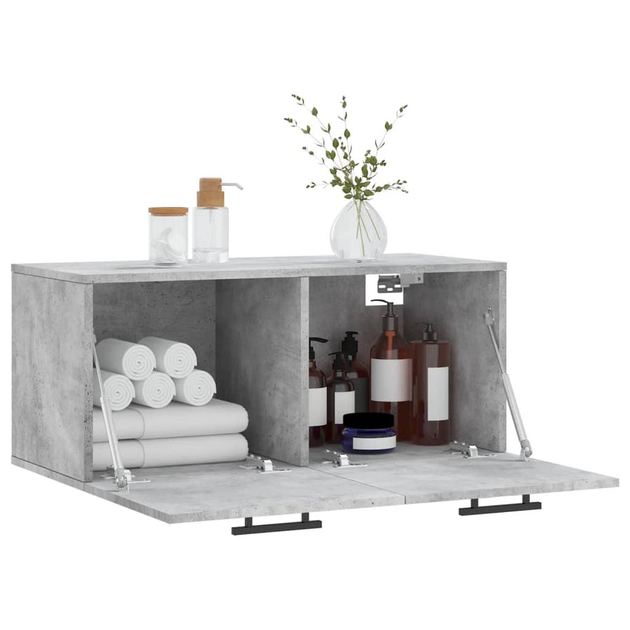 Wandkast 80X36,5X35 Cm Bewerkt Hout Betongrijs