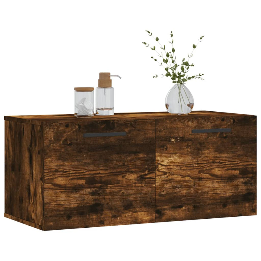 Wandkast 80X36,5X35 Cm Bewerkt Hout Kleurig 80 x 36.5 x 35 cm Gerookt eiken