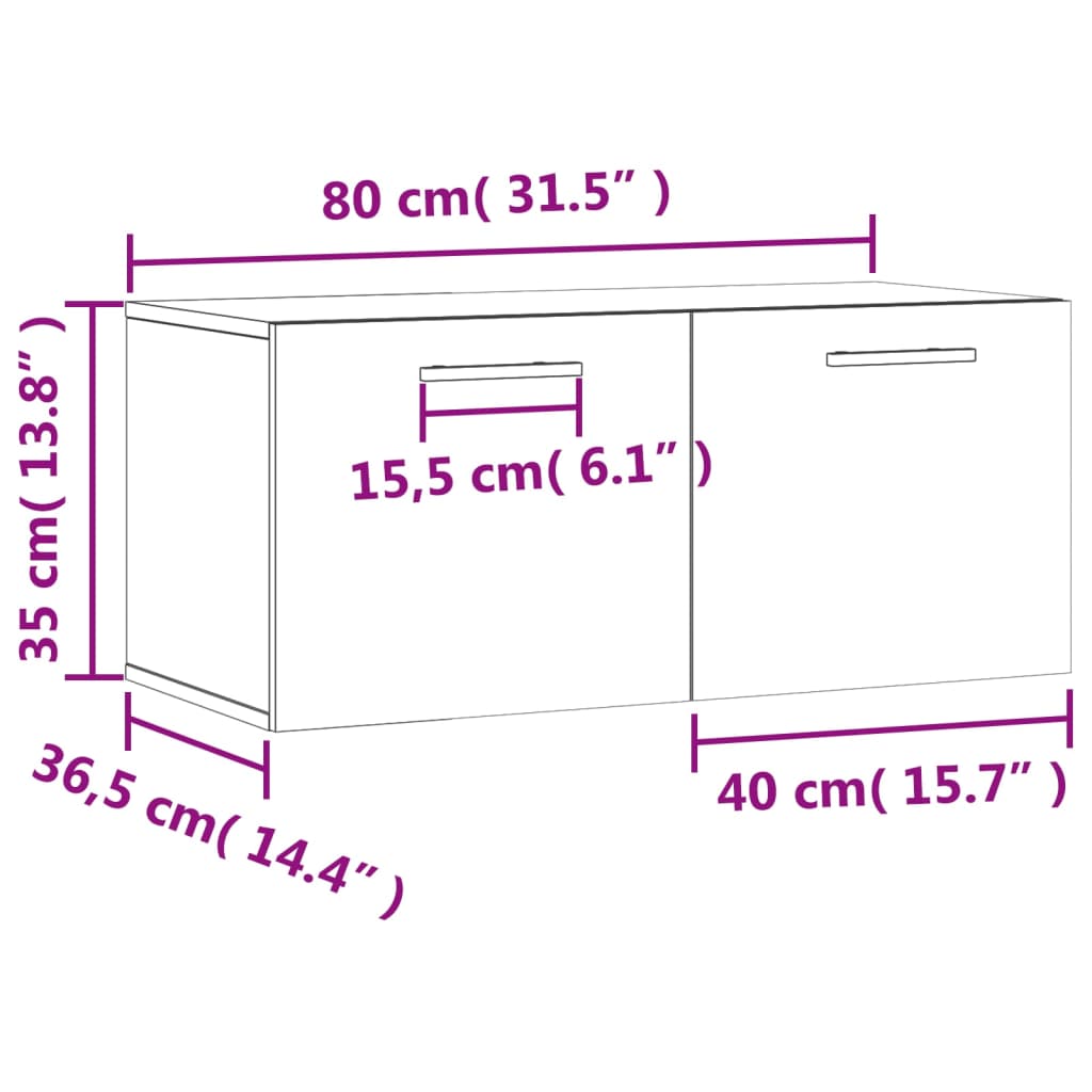 Wandkast 80X36,5X35 Cm Bewerkt Hout Kleurig 80 x 36.5 x 35 cm Gerookt eiken