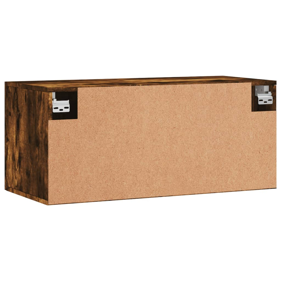 Wandkast 80X36,5X35 Cm Bewerkt Hout Kleurig 80 x 36.5 x 35 cm Gerookt eiken