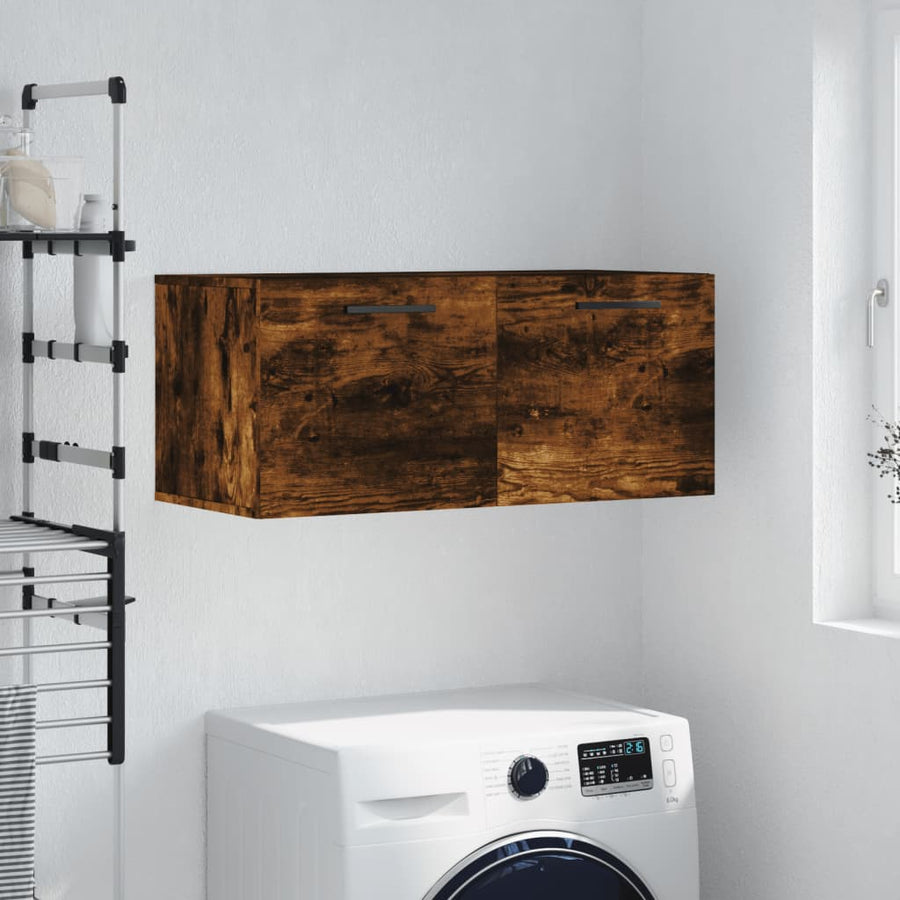 Wandkast 80X36,5X35 Cm Bewerkt Hout Kleurig 80 x 36.5 x 35 cm Gerookt eiken