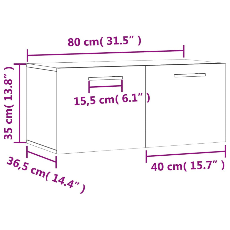 Wandkast 80X36,5X35 Cm Bewerkt Hout Grijs Sonoma Eikenkleurig