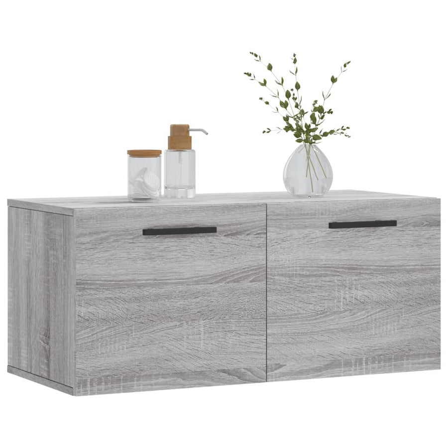 Wandkast 80X36,5X35 Cm Bewerkt Hout Grijs Sonoma Eikenkleurig