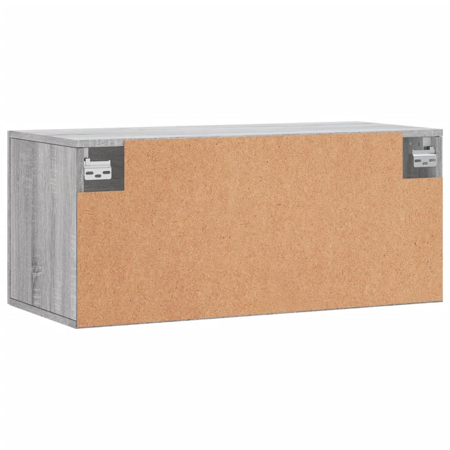 Wandkast 80X36,5X35 Cm Bewerkt Hout Grijs Sonoma Eikenkleurig