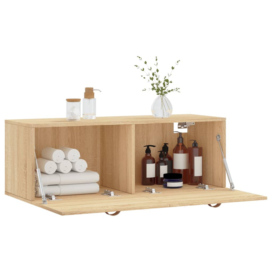 Wandkast 100X36,5X35 Cm Bewerkt Hout Kleurig 100 x 36.5 x 35 cm Sonoma eiken