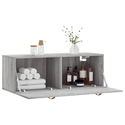 Wandkast 100X36,5X35 Cm Bewerkt Hout Grijs Sonoma Eikenkleurig