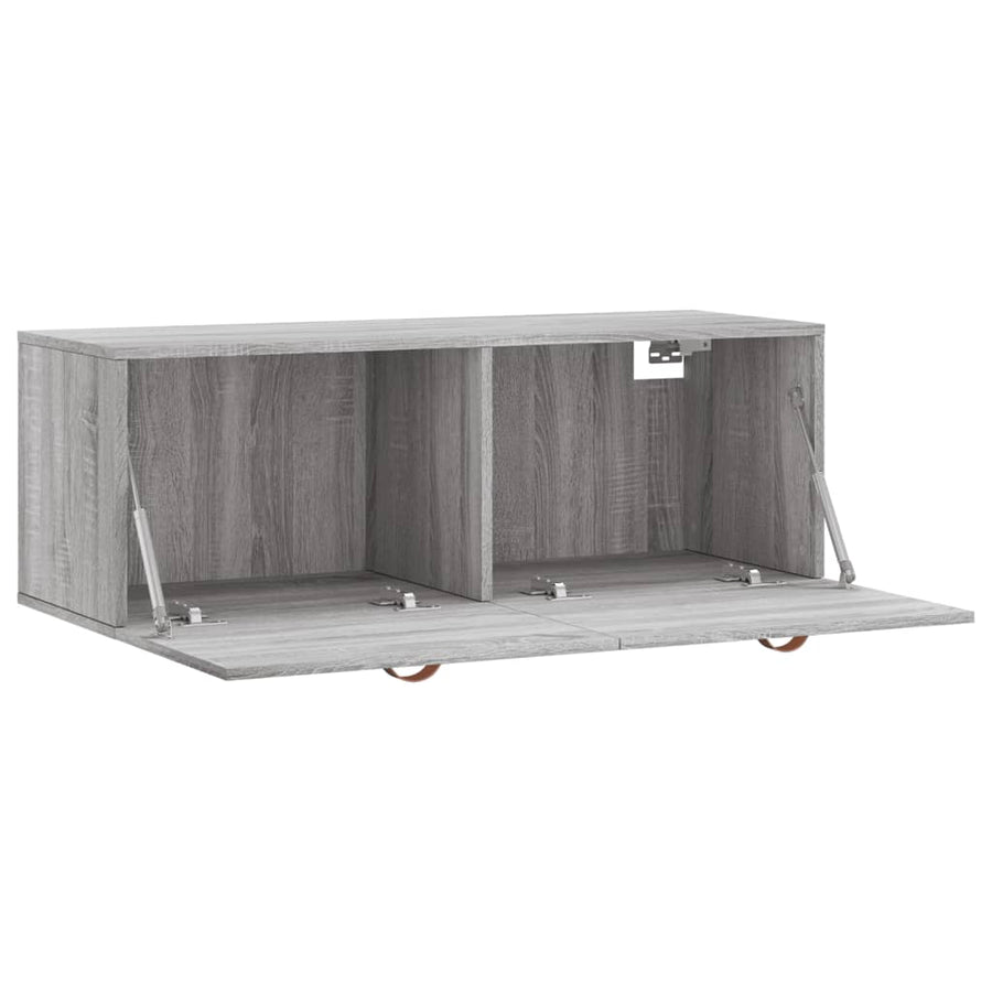 Wandkast 100X36,5X35 Cm Bewerkt Hout Grijs Sonoma Eikenkleurig