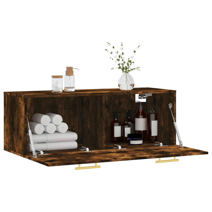 Wandkast 100X36,5X35 Cm Bewerkt Hout Gerookt Eikenkleurig