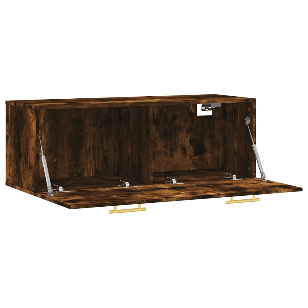 Wandkast 100X36,5X35 Cm Bewerkt Hout Gerookt Eikenkleurig