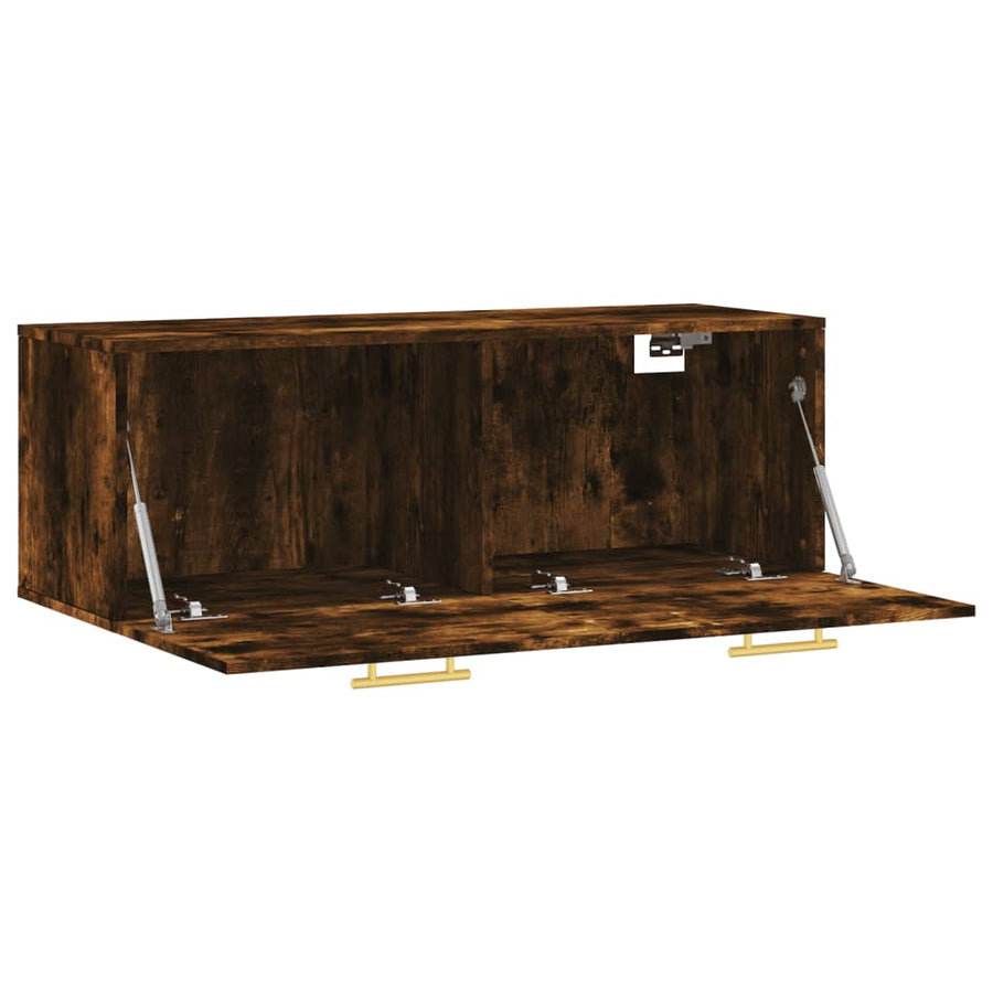 Wandkast 100X36,5X35 Cm Bewerkt Hout Gerookt Eikenkleurig