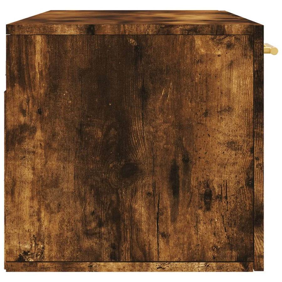 Wandkast 100X36,5X35 Cm Bewerkt Hout Gerookt Eikenkleurig