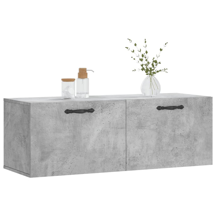 Wandkast 100X36,5X35 Cm Bewerkt Hout Betongrijs