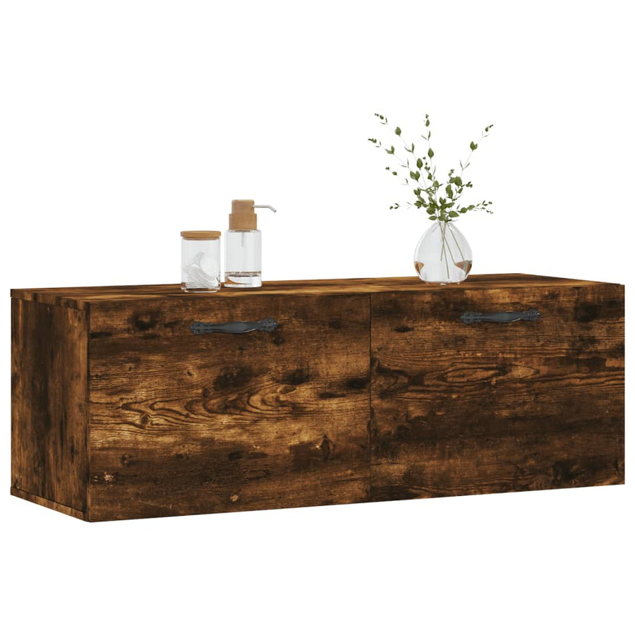 Wandkast 100X36,5X35 Cm Bewerkt Hout Kleurig 100 x 36.5 x 35 cm Gerookt eiken