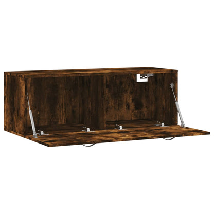 Wandkast 100X36,5X35 Cm Bewerkt Hout Kleurig 100 x 36.5 x 35 cm Gerookt eiken