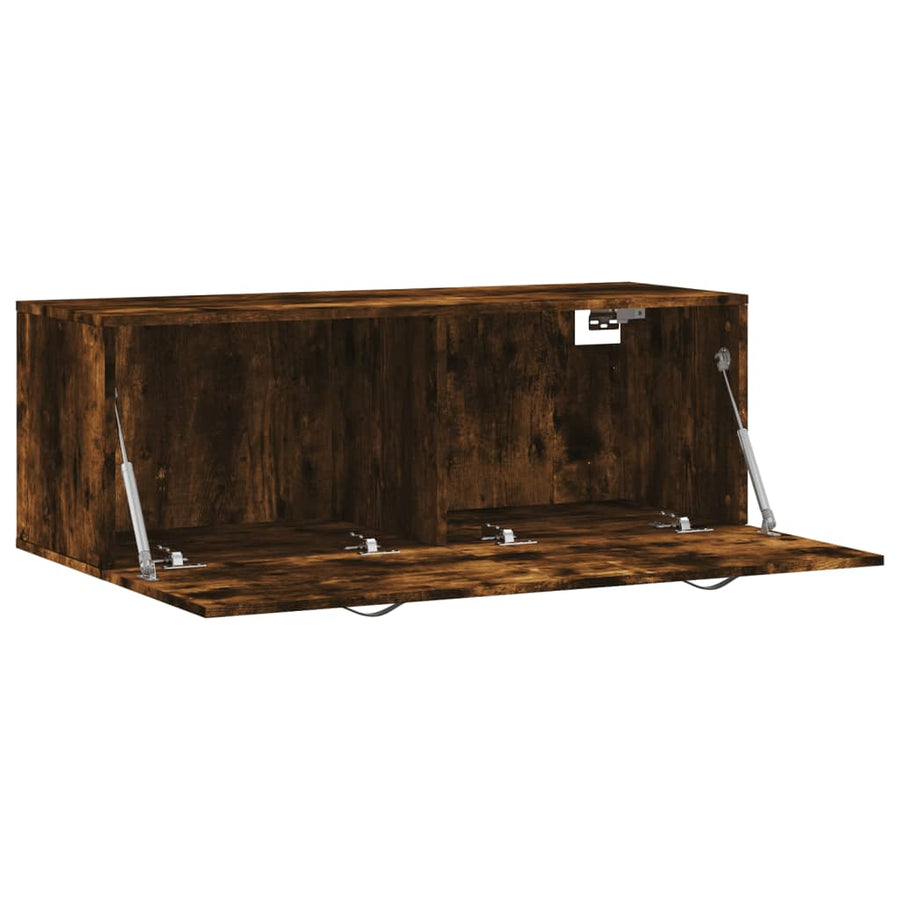 Wandkast 100X36,5X35 Cm Bewerkt Hout Kleurig 100 x 36.5 x 35 cm Gerookt eiken