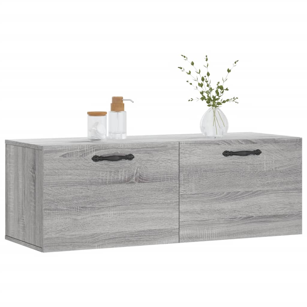 Wandkast 100X36,5X35 Cm Bewerkt Hout Eikenkleurig 100 x 36.5 x 35 cm Grijs sonoma