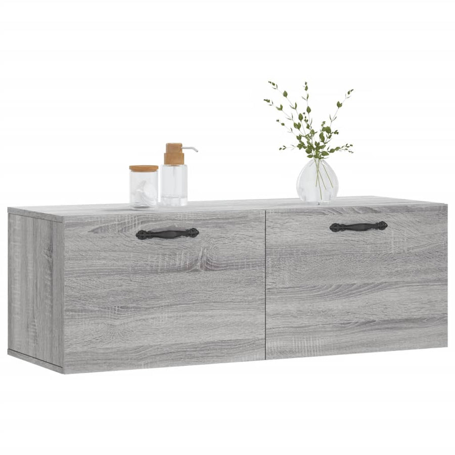 Wandkast 100X36,5X35 Cm Bewerkt Hout Eikenkleurig 100 x 36.5 x 35 cm Grijs sonoma