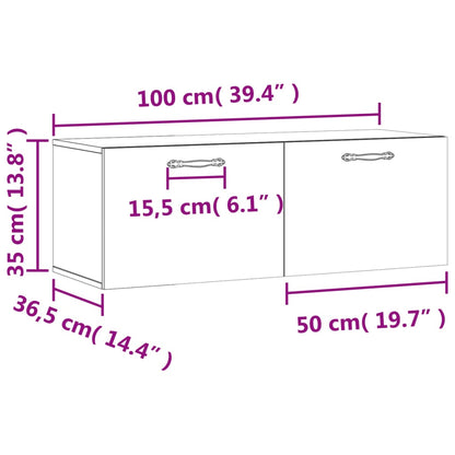 Wandkast 100X36,5X35 Cm Bewerkt Hout Eikenkleurig 100 x 36.5 x 35 cm Grijs sonoma