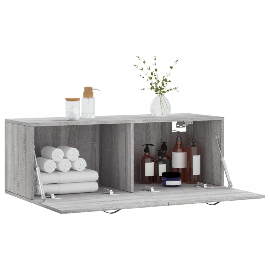 Wandkast 100X36,5X35 Cm Bewerkt Hout Eikenkleurig 100 x 36.5 x 35 cm Grijs sonoma