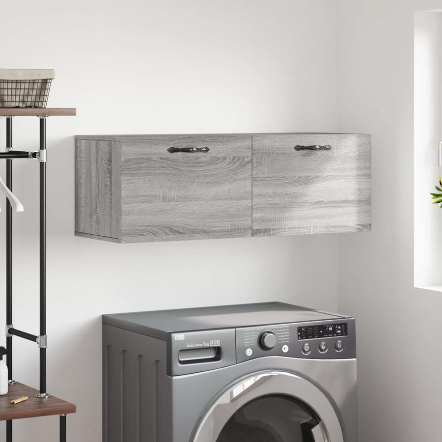 Wandkast 100X36,5X35 Cm Bewerkt Hout Eikenkleurig 100 x 36.5 x 35 cm Grijs sonoma