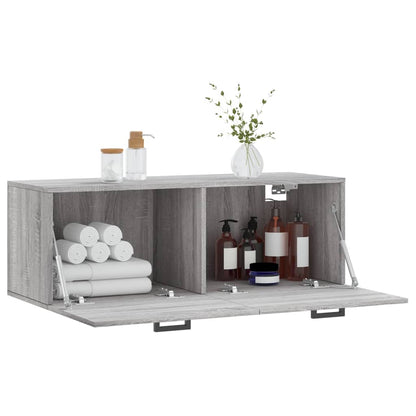 Wandkast 100x36,5x35 cm bewerkt hout grijs sonoma eikenkleurig