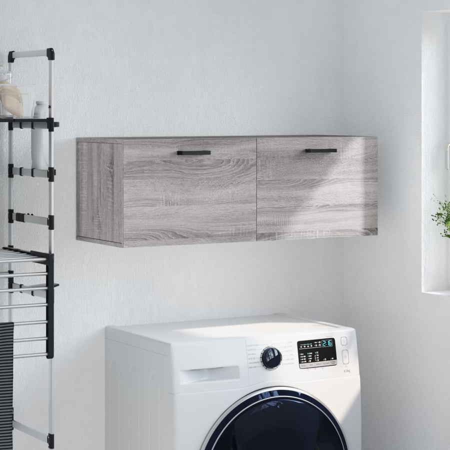 Wandkast 100x36,5x35 cm bewerkt hout grijs sonoma eikenkleurig