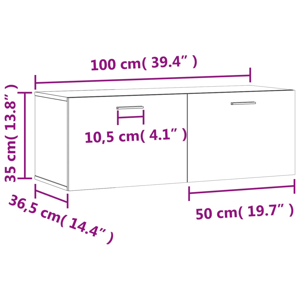 Wandkast 100X36,5X35 Cm Bewerkt Hout 100 x 36.5 x 35 cm Wit
