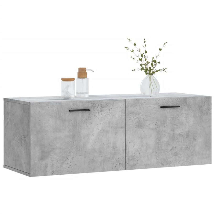 Wandkast 100X36,5X35 Cm Bewerkt Hout Betongrijs