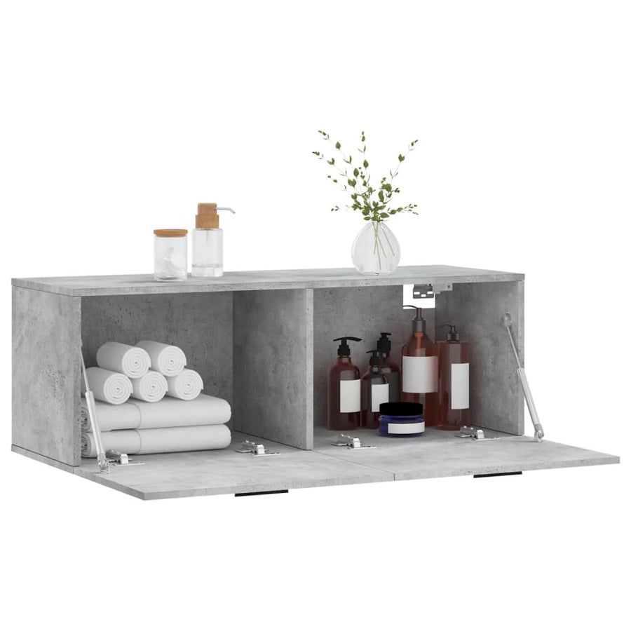 Wandkast 100X36,5X35 Cm Bewerkt Hout Betongrijs