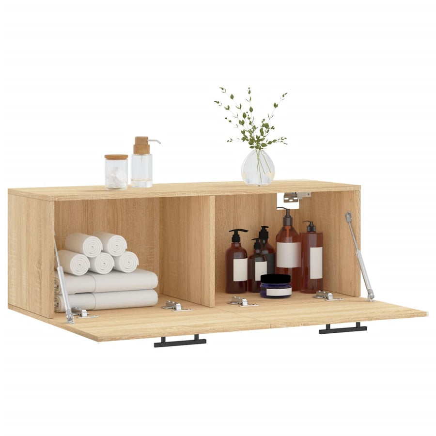 Wandkast 100X36,5X35 Cm Bewerkt Hout Kleurig 100 x 36.5 x 35 cm Sonoma eiken
