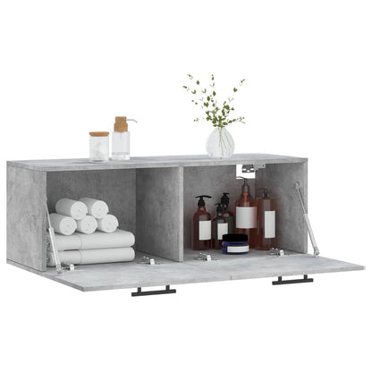 Wandkast 100X36,5X35 Cm Bewerkt Hout Betongrijs