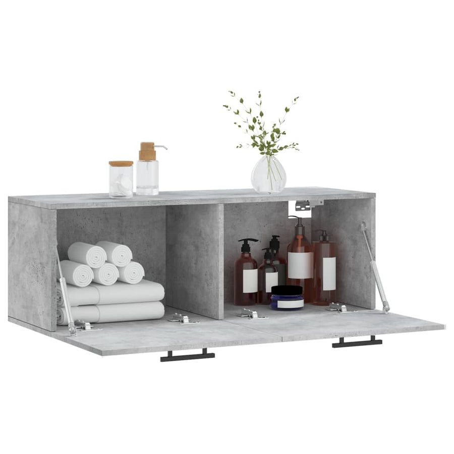 Wandkast 100X36,5X35 Cm Bewerkt Hout Betongrijs
