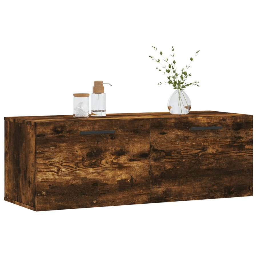 Wandkast 100X36,5X35 Cm Bewerkt Hout Kleurig 100 x 36.5 x 35 cm Gerookt eiken