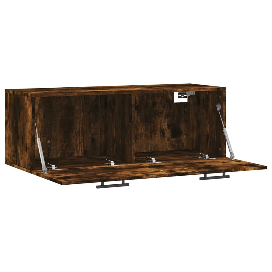 Wandkast 100X36,5X35 Cm Bewerkt Hout Kleurig 100 x 36.5 x 35 cm Gerookt eiken
