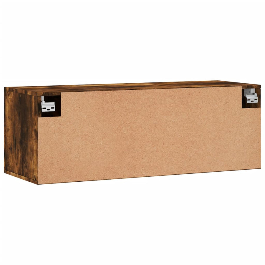Wandkast 100X36,5X35 Cm Bewerkt Hout Kleurig 100 x 36.5 x 35 cm Gerookt eiken