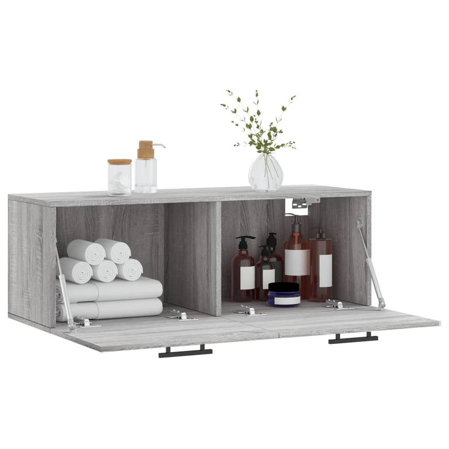 Wandkast 100X36,5X35 Cm Bewerkt Hout Grijs Sonoma Eikenkleurig
