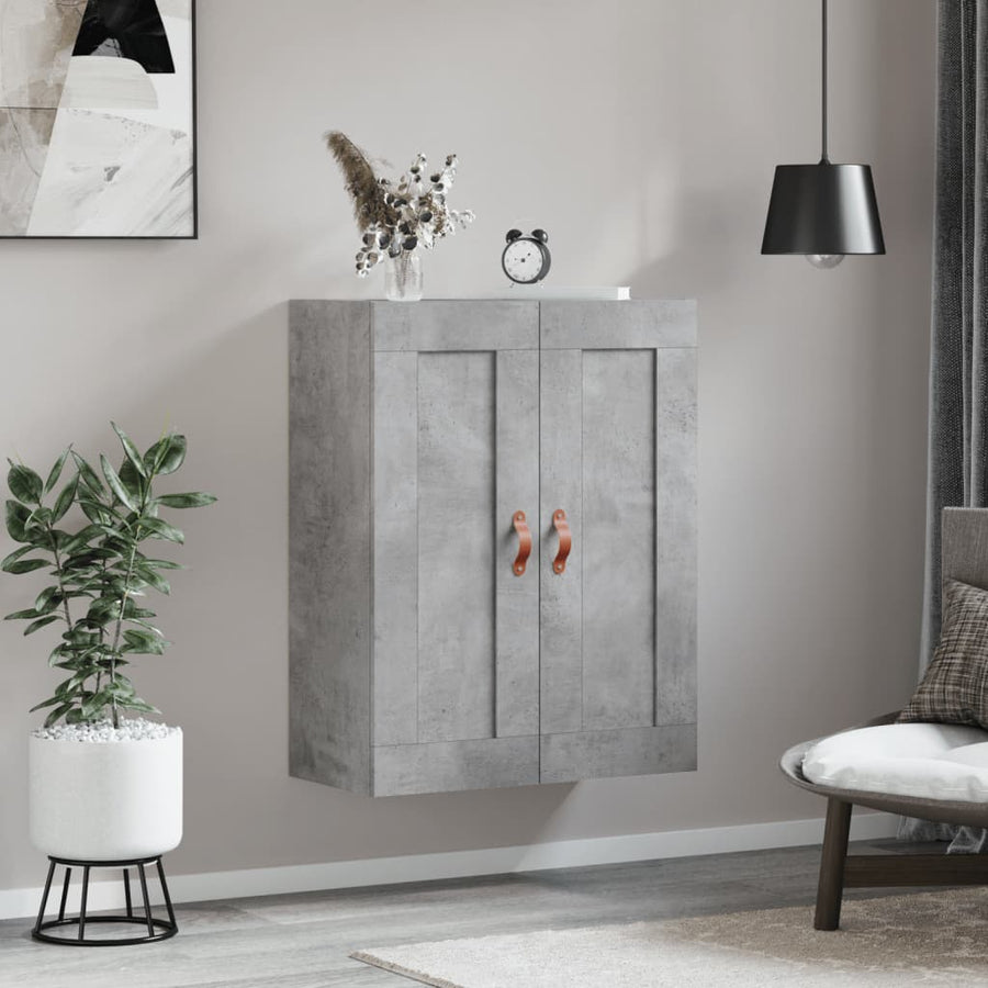 Wandkast 69,5X34X90 Cm Bewerkt Hout Betongrijs