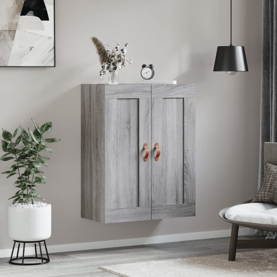 Wandkast 69,5X34X90 Cm Bewerkt Hout Grijs Sonoma Eikenkleurig