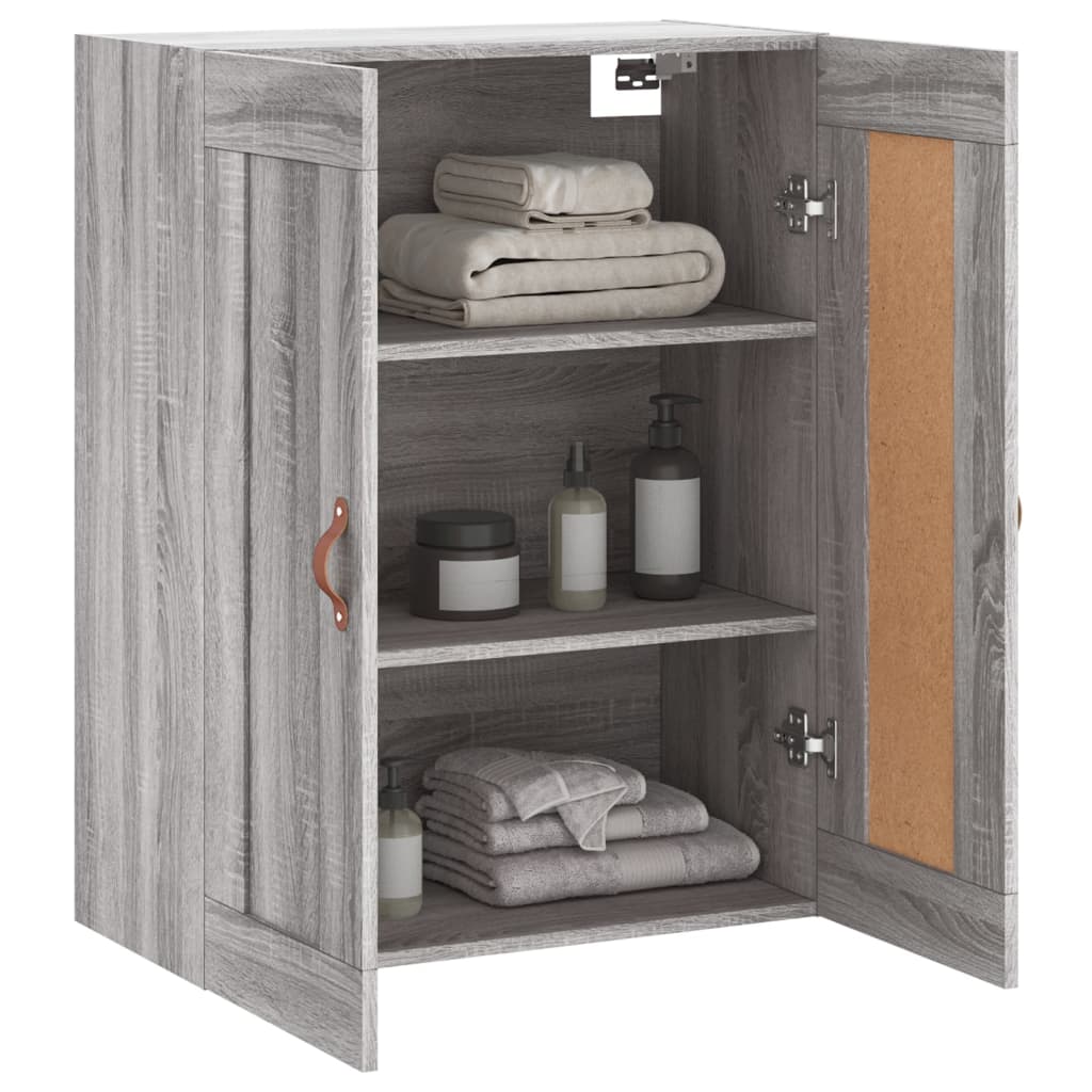 Wandkast 69,5X34X90 Cm Bewerkt Hout Grijs Sonoma Eikenkleurig
